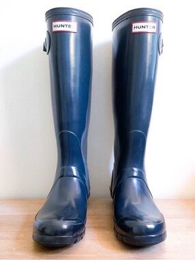Hunter Navy Blue Women's Tall Rain Boots